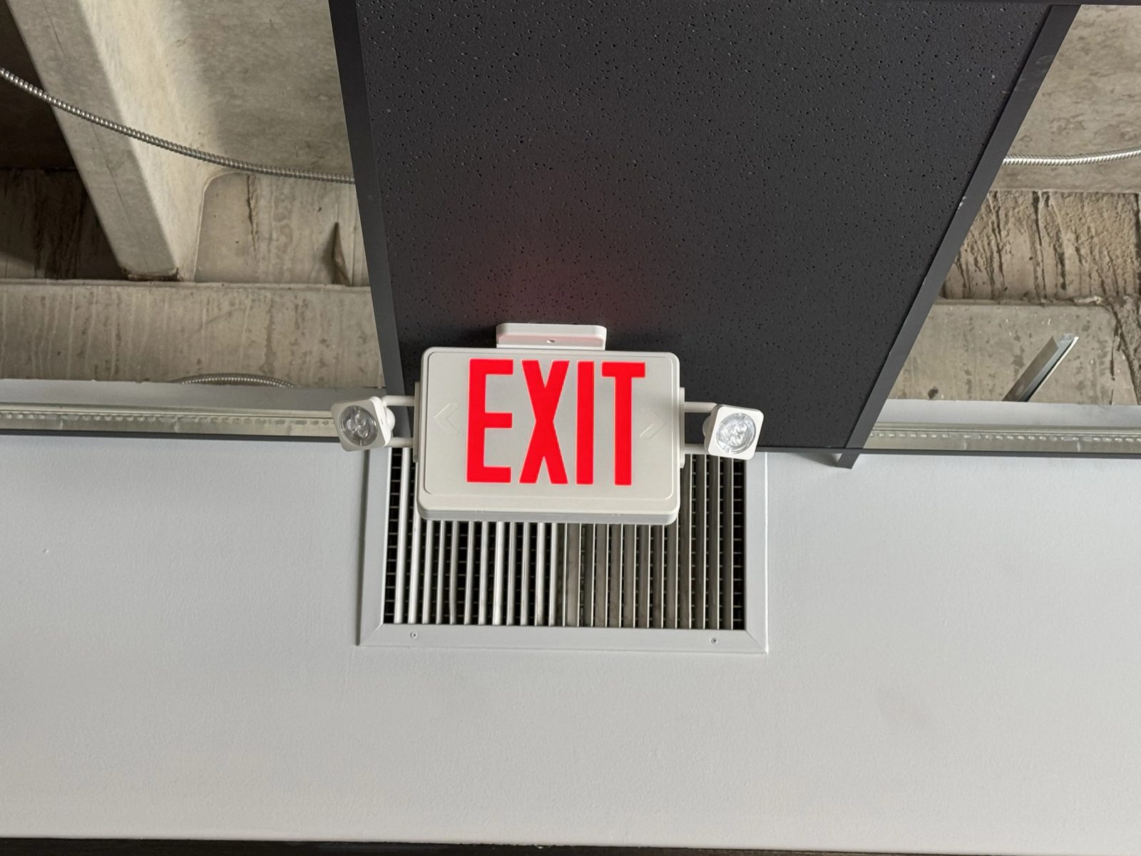 Exit sign and emergency lighting at BRAVE Church