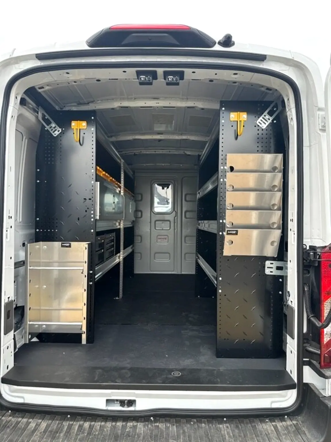 Organized electrical service van outfitted for field work